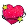 Patch Ecusson Thermocollant Coeur et Etoiles paillettes sequins 6,50 x 8,50 cm