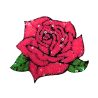 Patch Ecusson Thermocollant Rose de Ronsard paillettes sequins 8 x 9 cm