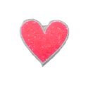 Patch Ecusson Thermocollant Coeur Rose paillettes sequins 5 x 5,50 cm