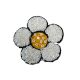 Patch Ecusson Thermocollant Fleur Marguerite Coloris Blanc paillettes sequins 5,50 x 6 cm