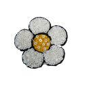 Patch Ecusson Thermocollant Fleur Marguerite Coloris Blanc paillettes sequins 5,50 x 6 cm