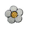 Patch Ecusson Thermocollant Fleur Marguerite Coloris Blanc paillettes sequins 5,50 x 6 cm