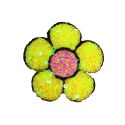 Patch Ecusson Thermocollant Fleur Marguerite Coloris Blanc paillettes sequins 5,50 x 6 cm