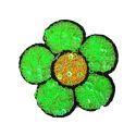 Patch Ecusson Thermocollant Fleur Marguerite Coloris Vert paillettes sequins 5,50 x 6 cm