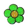 Patch Ecusson Thermocollant Fleur Marguerite Coloris Vert paillettes sequins 5,50 x 6 cm