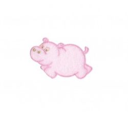 Patch Ecusson Thermocollant Hippopotame Coloris Rose 4 x 8 cm