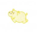 Patch Ecusson Thermocollant Hippopotame Coloris Jaune 4 x 8 cm