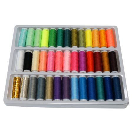 Lot de 39 bobines de fil à coudre 100% polyester 100 mètres par bobine