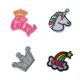 Patch Ecusson Thermocollant Lot de 4 Girly Licorne Arc en ciel Couronne