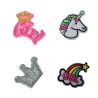 Patch Ecusson Thermocollant Lot de 4 Girly Licorne Arc en ciel Couronne
