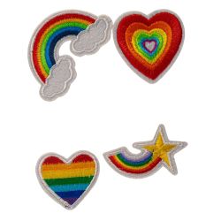 Patch Ecusson Thermocollant Lot de 4 Girly Licorne Arc en ciel Couronne