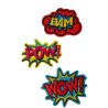 Patch Ecusson Thermocollant Lot de 3 Pop Art Wow Bam Comics