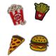 Patch Ecusson Thermocollant Lot de 4 Junk Food Pop Corn Burger Pizza Frites