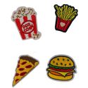 Patch Ecusson Thermocollant Lot de 4 Junk Food Pop Corn Burger Pizza Frites