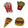 Patch Ecusson Thermocollant Lot de 4 Junk Food Pop Corn Burger Pizza Frites