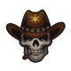 Patch Ecusson Thermocollant Tête de mort Cow Boy 5,50 x 6 cm