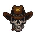 Patch Ecusson Thermocollant Tête de mort Cow Boy 5,50 x 6 cm
