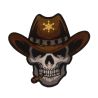 Patch Ecusson Thermocollant Tête de mort Cow Boy 5,50 x 6 cm