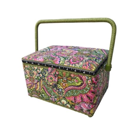 Boite à couture rectangulaire 19 x 26 cm Fleurs multicolores