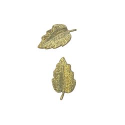 Ecusson Thermocollant 2 x Petite Feuille Plume Coloris Doré 2 x 3 cm