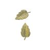 Parche de hierro 2 x Pluma de hoja pequeña color oro 2 x 3 cm