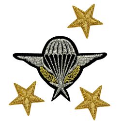 Iron-on patch 3 x golden gold star and 1 x air force para 5 x 7 cm