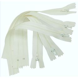 5 x Fermeture Eclair fine spirale polyester 35 cm Coloris Blanc