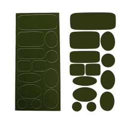 Patch Autocollant Imperméable Réparation Doudoune 13 pièces Coloris Kaki