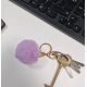 Porte-Clés Pompon Fausse Fourrure Mauve Boule Fluffy avec Attache Dorée Chic