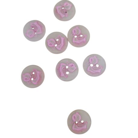 Lot de 8 Boutons Translucides avec Motif Caneton Rose