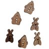Boutons en Bois 3 Pingouins et 3 Lapins 20 x 25 mm