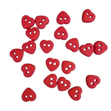 Lot de 20 Boutons Coeur Rouge 12 mm