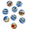Lot 9 boutons en Bois vernis Vacances 28 mm