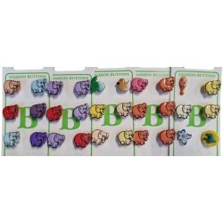 Lot 25 Boutons éléphants multicolores 12 x 15 mm