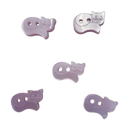 Lot 5 Boutons Chat rose 10 x 17 mm