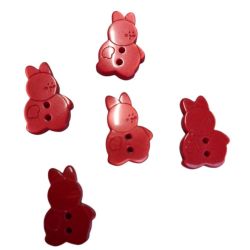 Lot 5 Boutons Lapin Rouge 12 x 17 mm