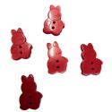 Lot 5 Boutons Lapin Rouge 12 x 17 mm