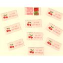 Lot de 10 Etiquettes tissées 2,50 x 5 cm Cerises