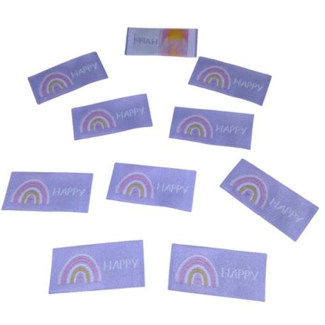 Lot de 10 Etiquettes tissées 2,50 x 5 cm Arc en ciel