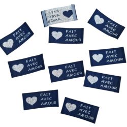 Lot de 10 Etiquettes tissées 2,50 x 5 cm Amour