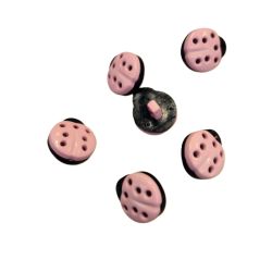 Lot 6 Boutons Fantaisie Coccinelle Coloris Orange 15 mm Plastique