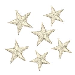 Patch Ecusson Thermocollant 6 x Etoile Coloris Ecru 3 x 3 cm