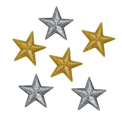 Patch Ecusson Thermocollant 3 x Etoile argent 3 x étoile or 3 x 3 cm