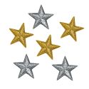 Parche de hierro 3 x estrella de plata 3 x estrella de oro 3 x 3 cm