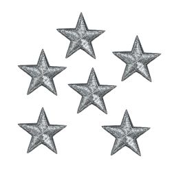 Patch Ecusson Thermocollant 6 x Etoile Coloris argent argenté 3 x 3 cm