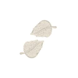 Patch Ecusson Thermocollant 2 x Petite Feuille Plume Coloris Bleu Marine 2 x 3 cm