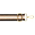 Bandoulière Réglable Rayée Longueur 1,40 m Largeur 40 mm 2 Mousquetons Métal Coloris Noir Doré