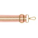 Bandoulière Réglable Rayée Longueur 1,40 m Largeur 40 mm 2 Mousquetons Métal Coloris Noir Doré