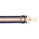 Bandoulière Réglable Rayée Longueur 1,40 m Largeur 40 mm 2 Mousquetons Métal Coloris Noir Doré