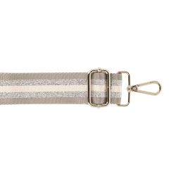 Bandoulière Réglable Rayée Longueur 1,40 m Largeur 40 mm 2 Mousquetons Métal Coloris Noir Doré